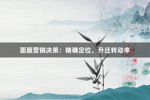 面膜营销决策：精确定位，升迁转动率